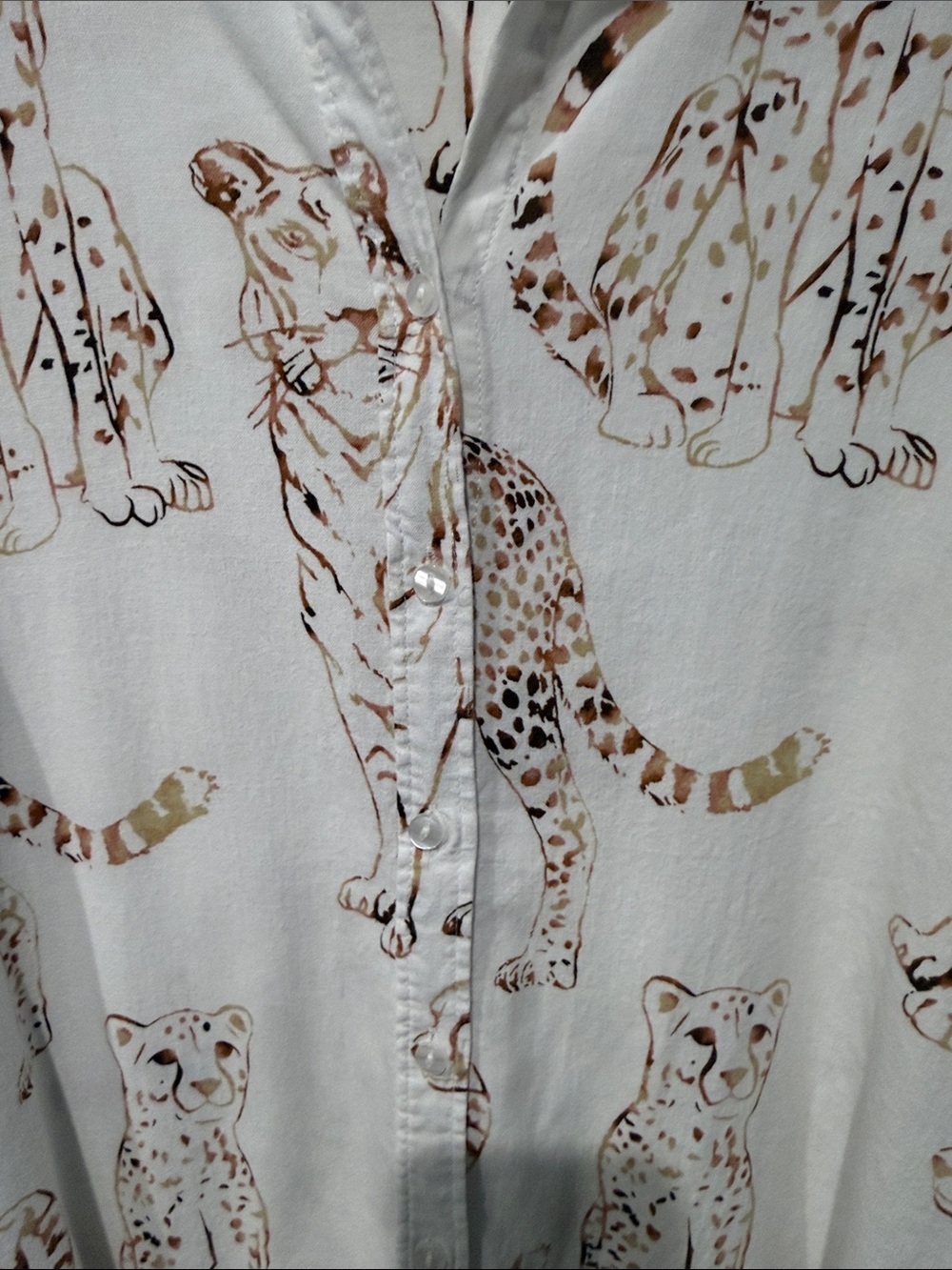 Jane + Delancey Novelty Big Cat Print Button Down Blouse M - Picture 2 of 8